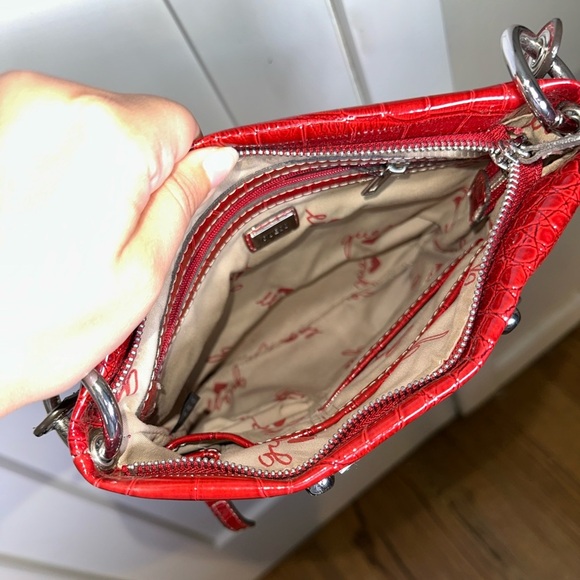 Guess Red Crocodile Embossed Crossbody Bag - Picture 11 of 15